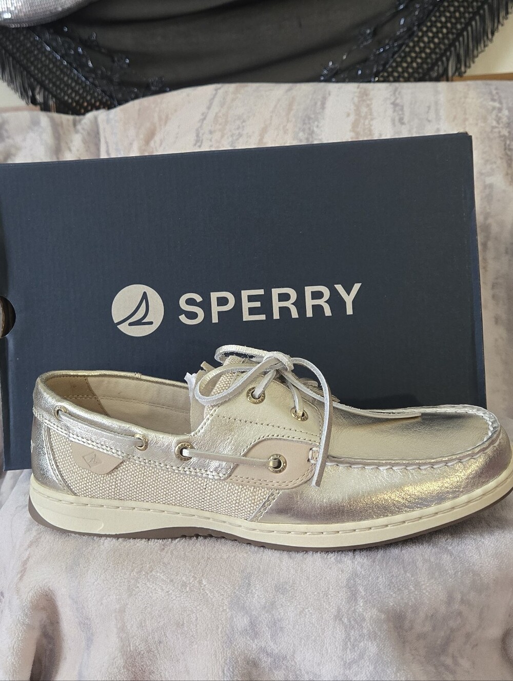 Sperry Bluefish 2 Eye Women's Metallic Silver Boat Shoe 10 NIB